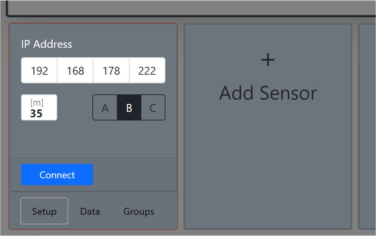 Add Sensor – Karte zum Hinzufügen eines Sensors